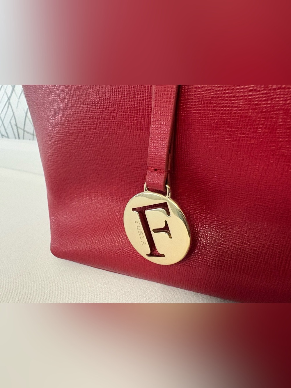 Furla Red Saffiano Leather Tote Bag / Read Description - Picture 2 of 16